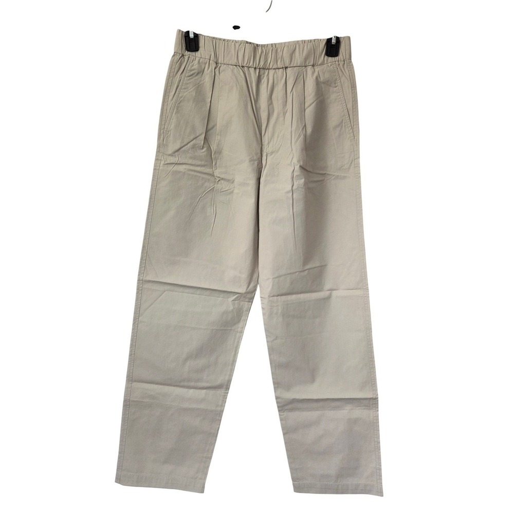 Madewell Pleated Poplin Pull-On Pants Cotton Mens L Gray/Beige NWT $138 NV974
